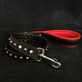 Black soft leather studded leash